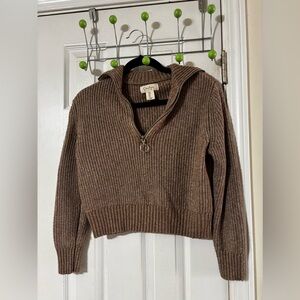 Jessica Simpson Brown Ribbed Cowl Neck Sweater